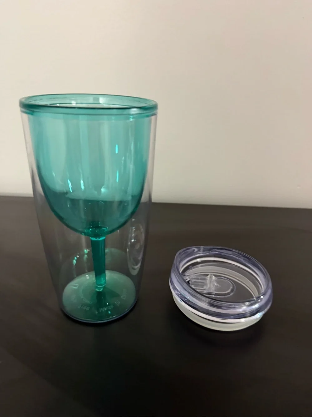 Teal Wine Goblet Travel Mug With Sipper Lid Made USA